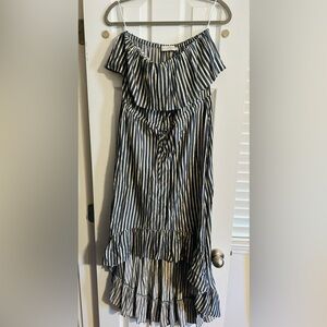 Alice & Trixie Blue and White Striped High Low Dress